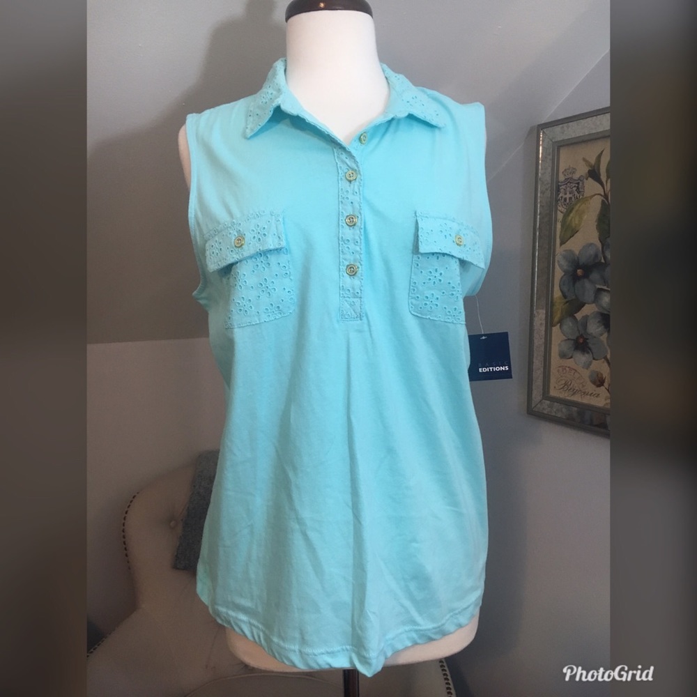 NWT Basic Edition Blue Sleeveless Top